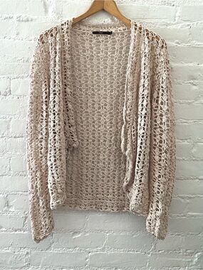Anthropologie Hazel Open-Knit Crochet Cardigan Sweater Boho Layering Piece L